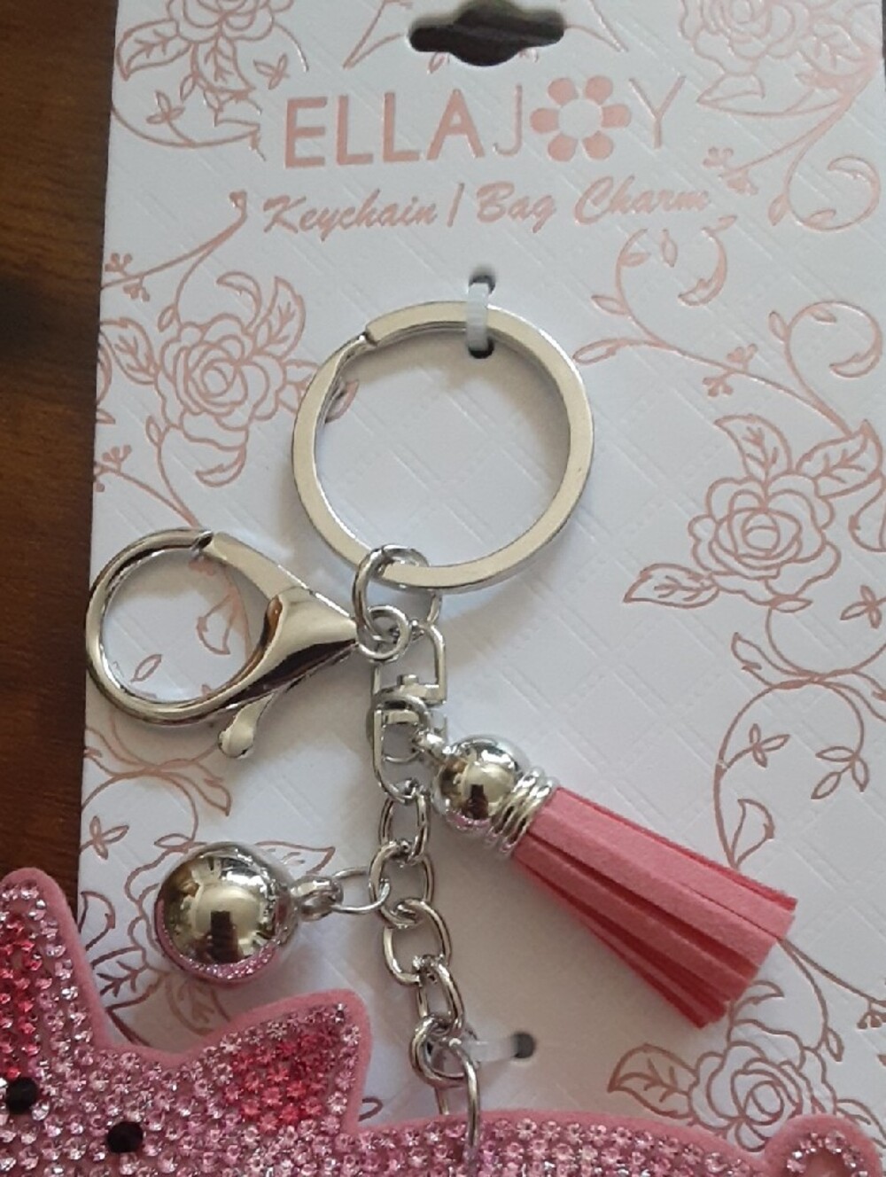 Blingy Pink Pig Bag Charm with Tassel - Picture 4 of 5